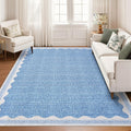 Scalloped Washable Rugs 9x12 for Living Room and Bedroom
