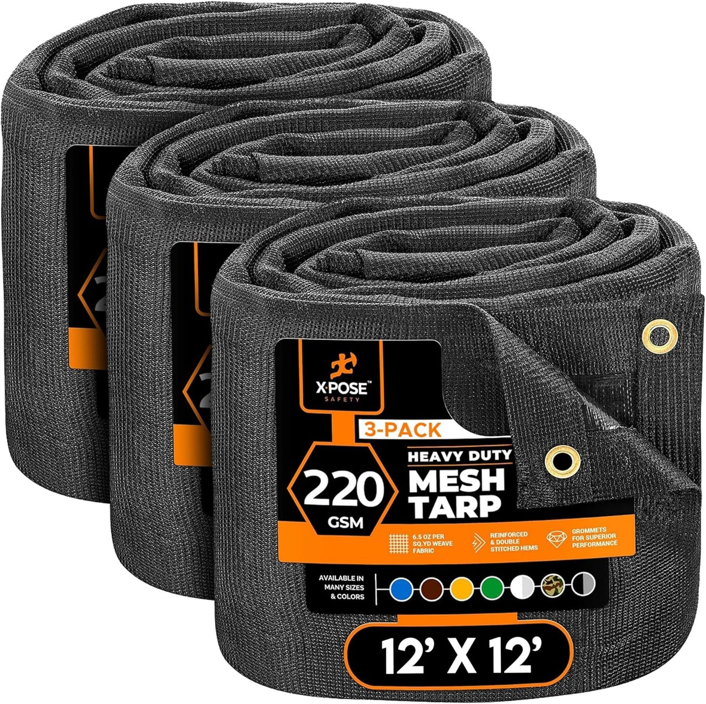 Xpose Safety Heavy Duty Mesh Tarp 12ft x 12ft for Shade & Protection