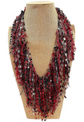 Womens Infinity Ladder Yarn Scarf Necklace with Metallic Accents
