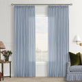 Dusty Blue Linen Pinch Pleat Curtains 84 in - Soft Light, Lasting