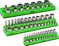 ARES 3-Piece SAE Magnetic Socket Organizers Set - Green - Holds 68