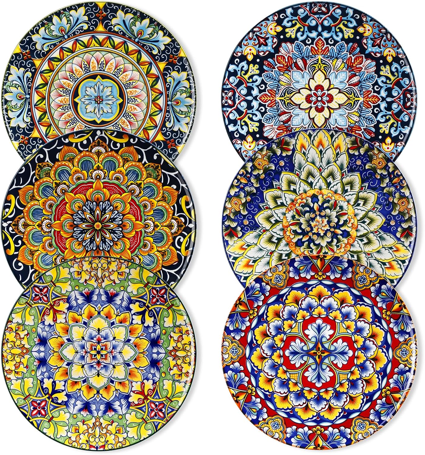 Vancasso Salad Plates Set of 6 - Colorful Bohemian Style Dishes