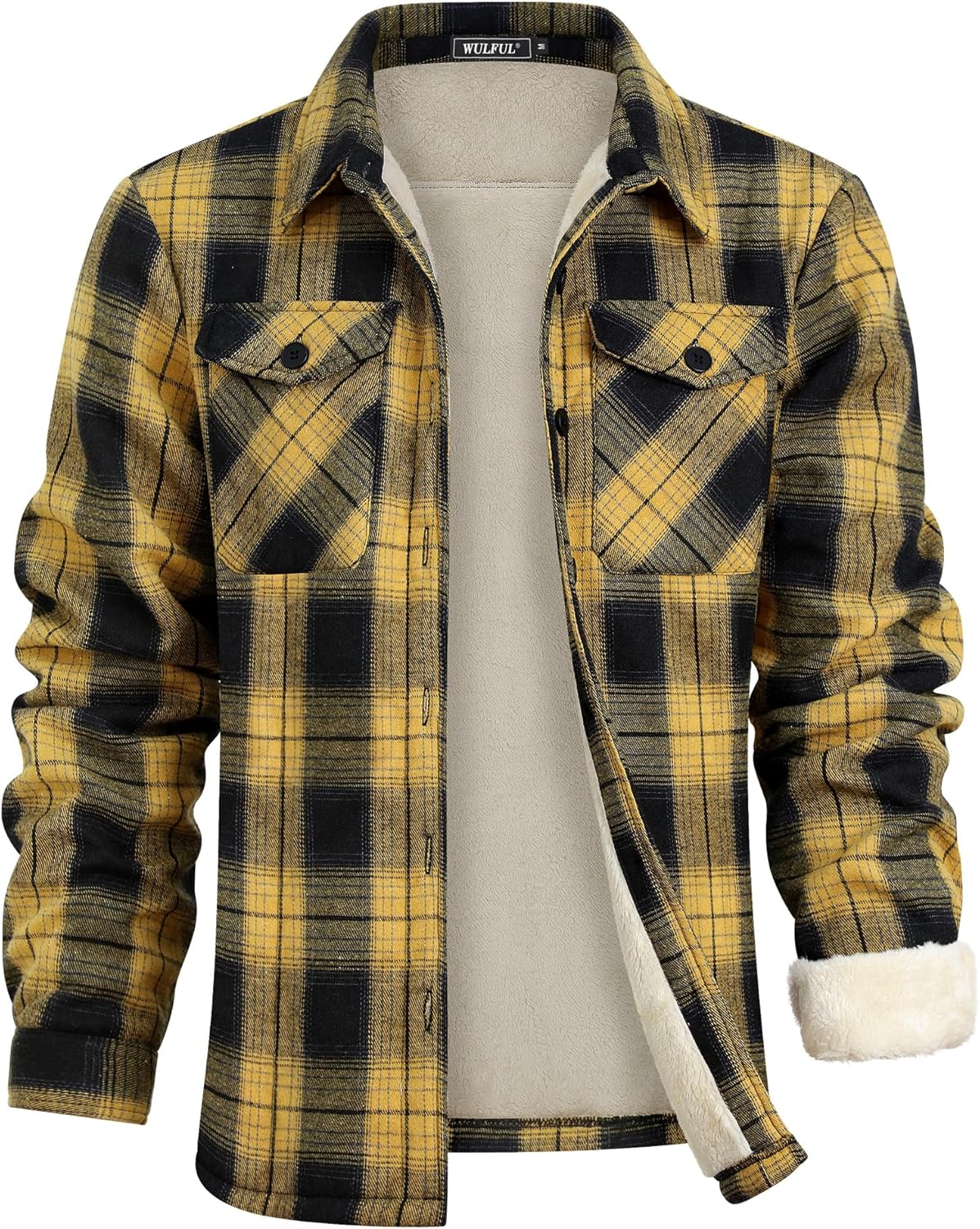 WULFUL Men's Flannel Fleece Jackets for Warm Winter Wear