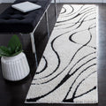 SAFAVIEH Florida Shag Runner Rug 2ft3ft x 11ft - Plush Ivory & Black