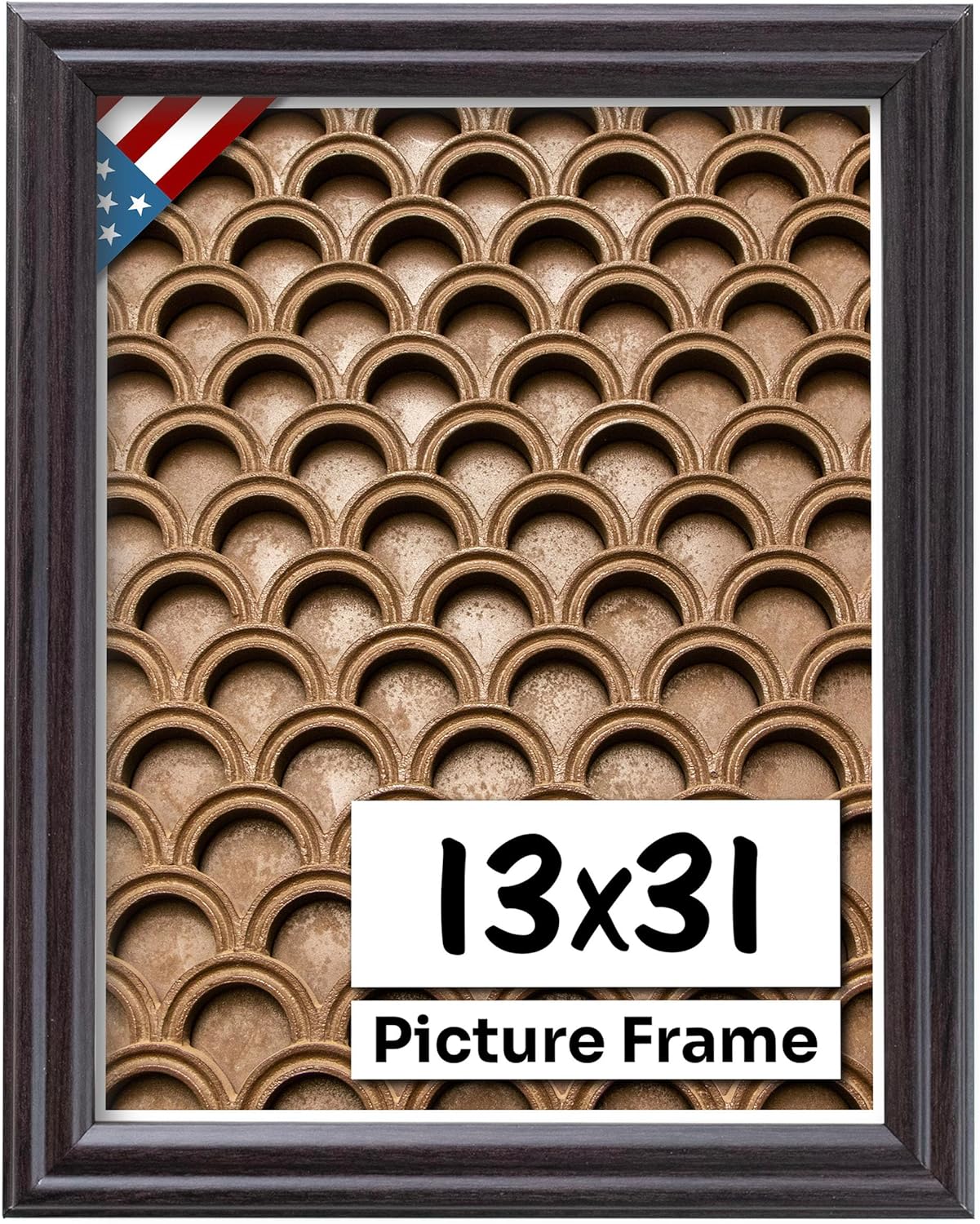 Coffee Brown 13x31 Picture Frame with UV-Blocking Plexiglass