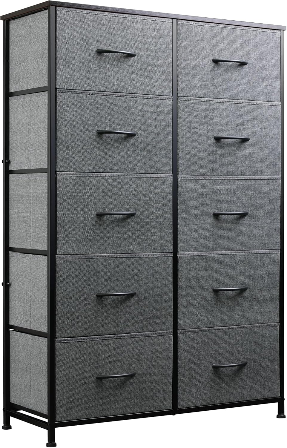 WLIVE Grey Dresser with 10 Fabric Drawers for Organized Living
