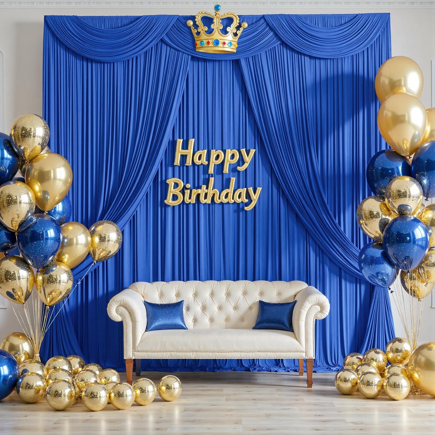 20ftx10ft Wrinkle Free Royal Blue Backdrop Curtains for Events