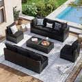 Aoxun 10 Piece Patio Sectional Sofa Set Wicker Rattan - Spacious