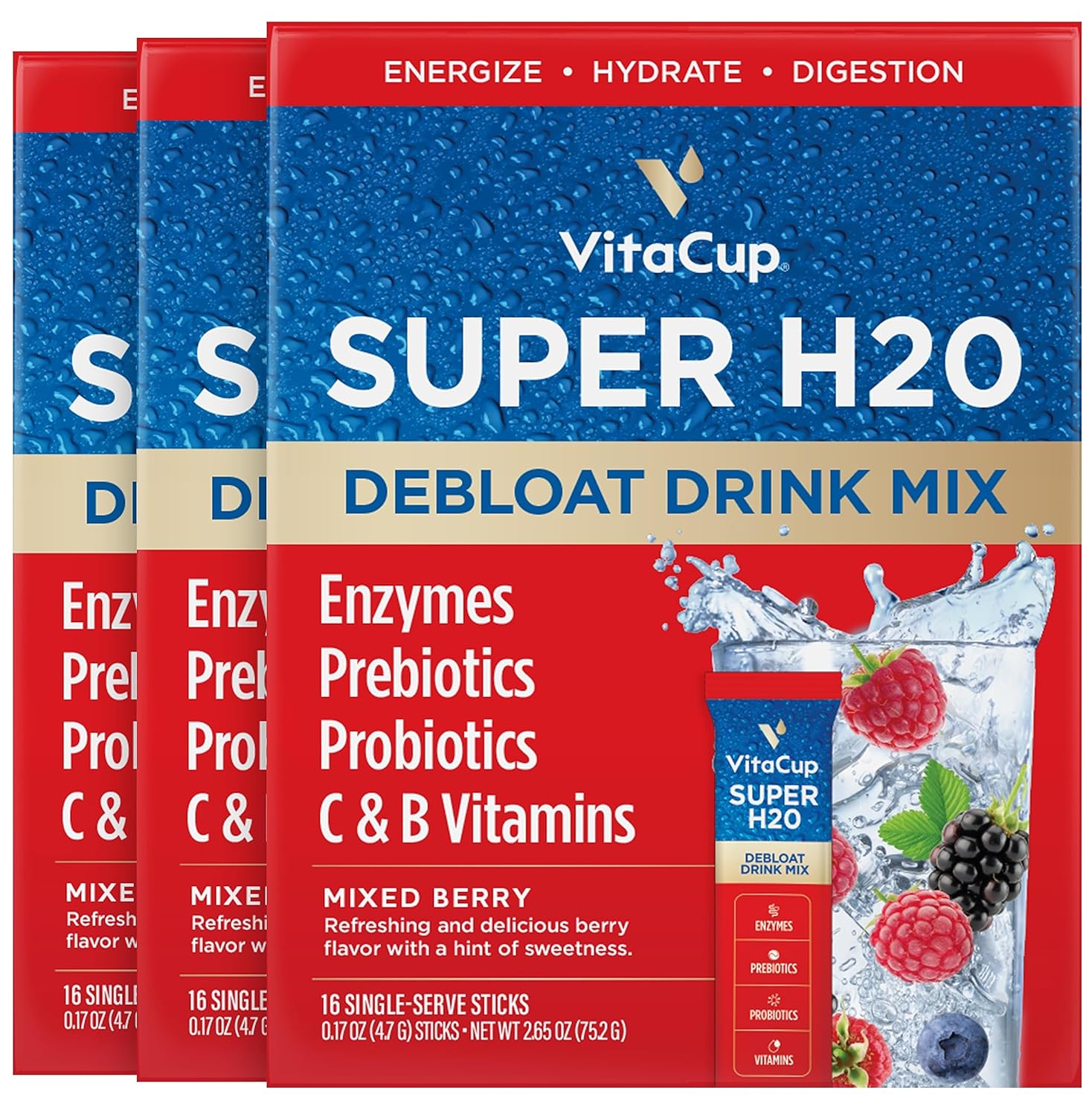 VitaCup Super H2O Bloating Relief Drink Mix for Digestive Health