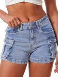 ELLEVEN Women's High-Stretch Cargo Shorts Y2K Mini - Slim High Waisted