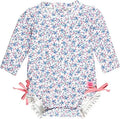 RuffleButts Baby/Toddler Girls UPF 50+ Long Sleeve One Piece Swimsuit