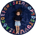 ABC Alphabet Rug for Kids 6 ft Round Blue Play Mat - Soft, Large
