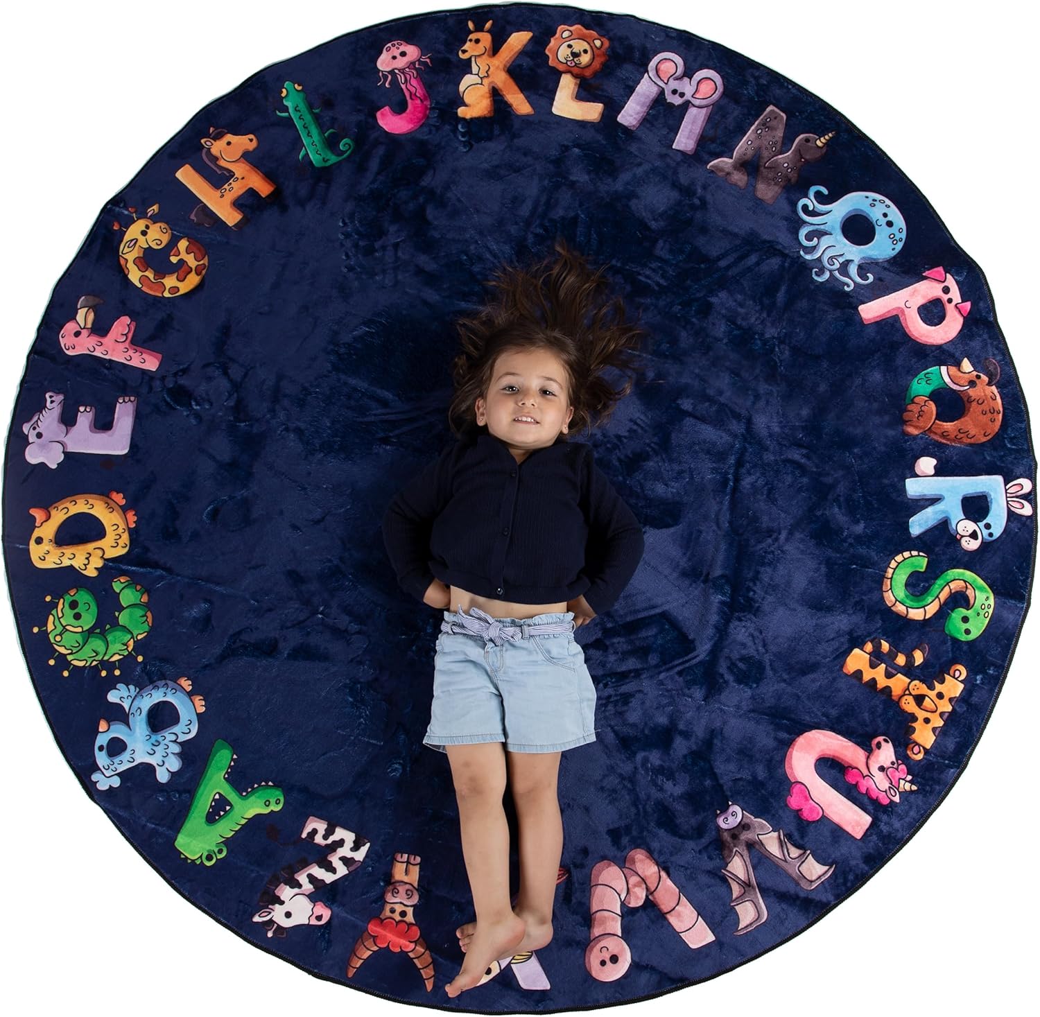 ABC Alphabet Rug for Kids 6 ft Round Soft Play Mat for Learning