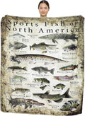 Fishing Enthusiast Blanket North America Fish Design - Cozy 50ftin x