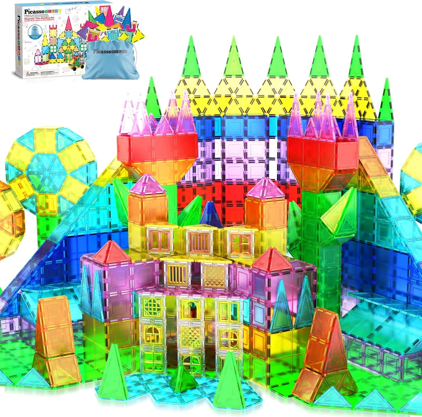 PicassoTiles 101 Piece Magnetic Tile Building Blocks Set for Kids
