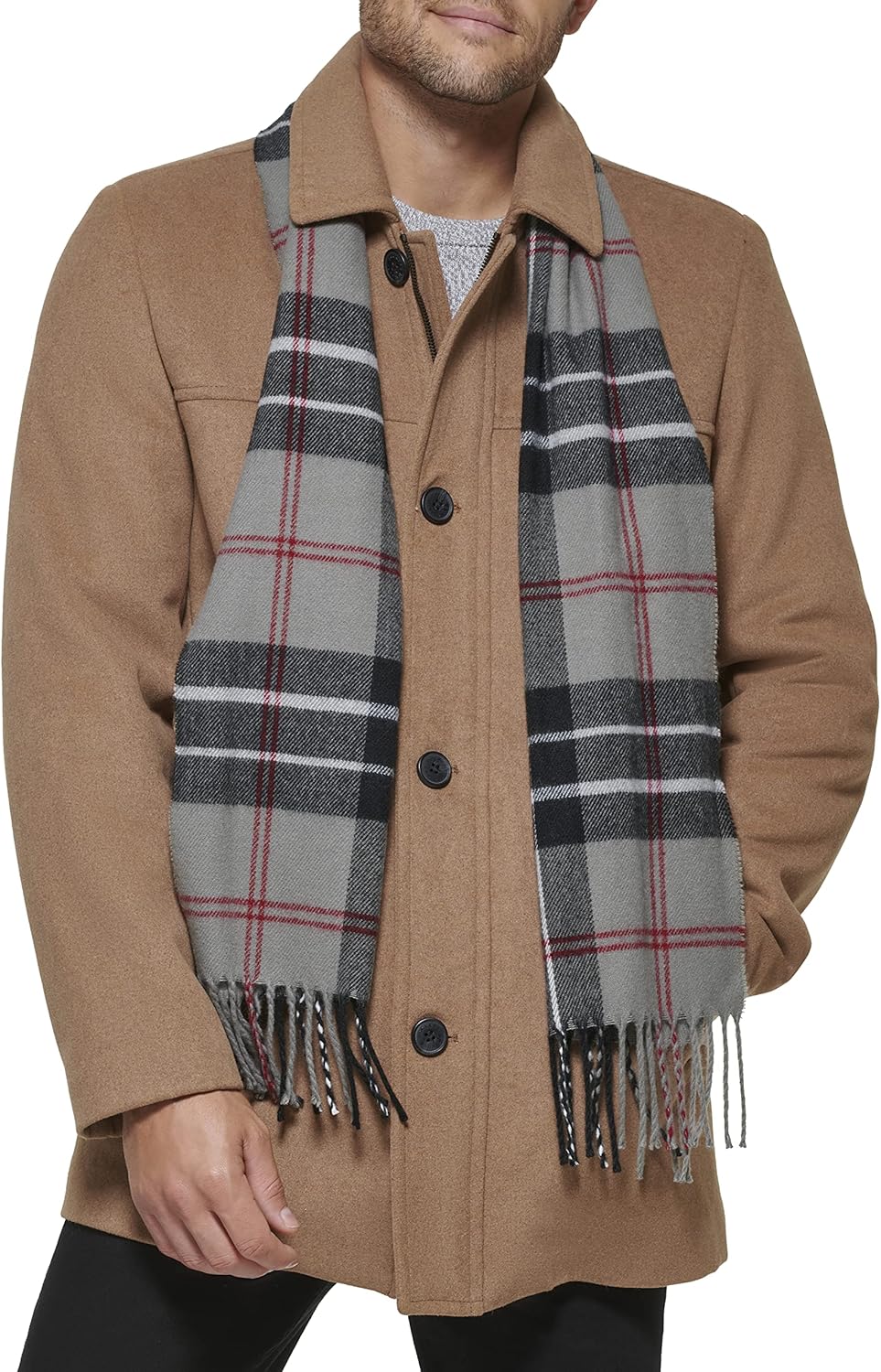 Dockers mens Weston Wool Blend Coat with Scarf for Style