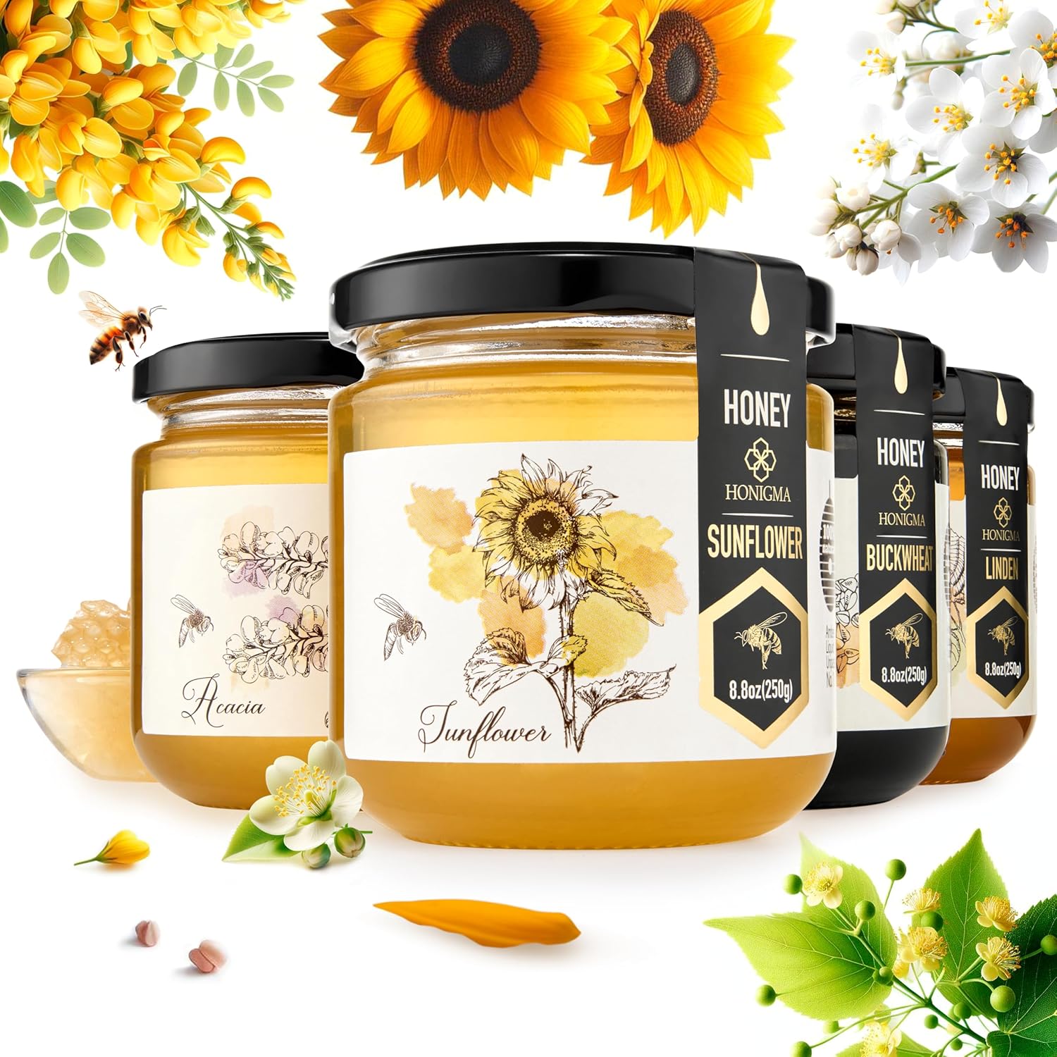HONIGMA Raw Honey - 100% Pure Unfiltered Crystallized Delight