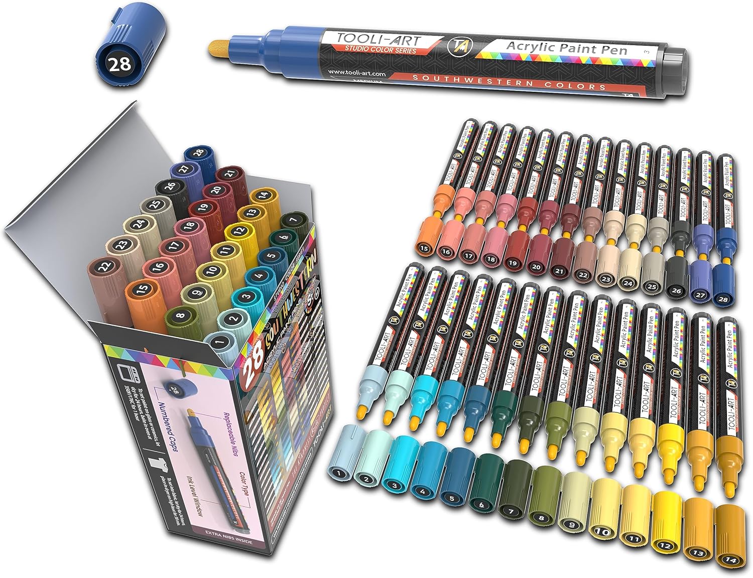 28 Southwestern Colors Acrylic Paint Pens for Creative Projects