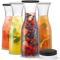 Glass Carafe Set of 4 with Lids - 1L Pitchers for Brunch