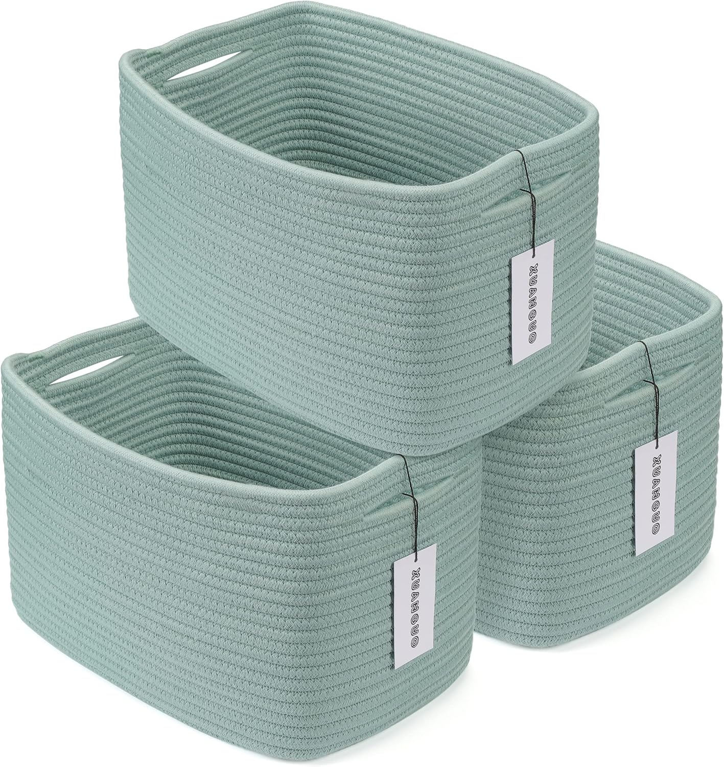 Cotton Rope Storage Basket Bins for Organizing Clothes and Toys