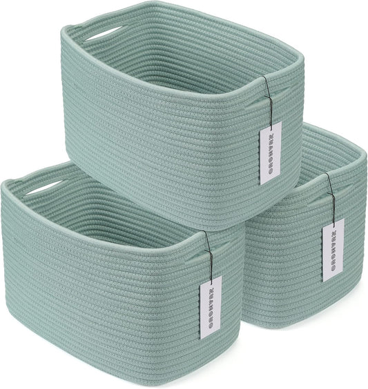 Cotton Rope Storage Basket Bins for Organizing Clothes and Toys
