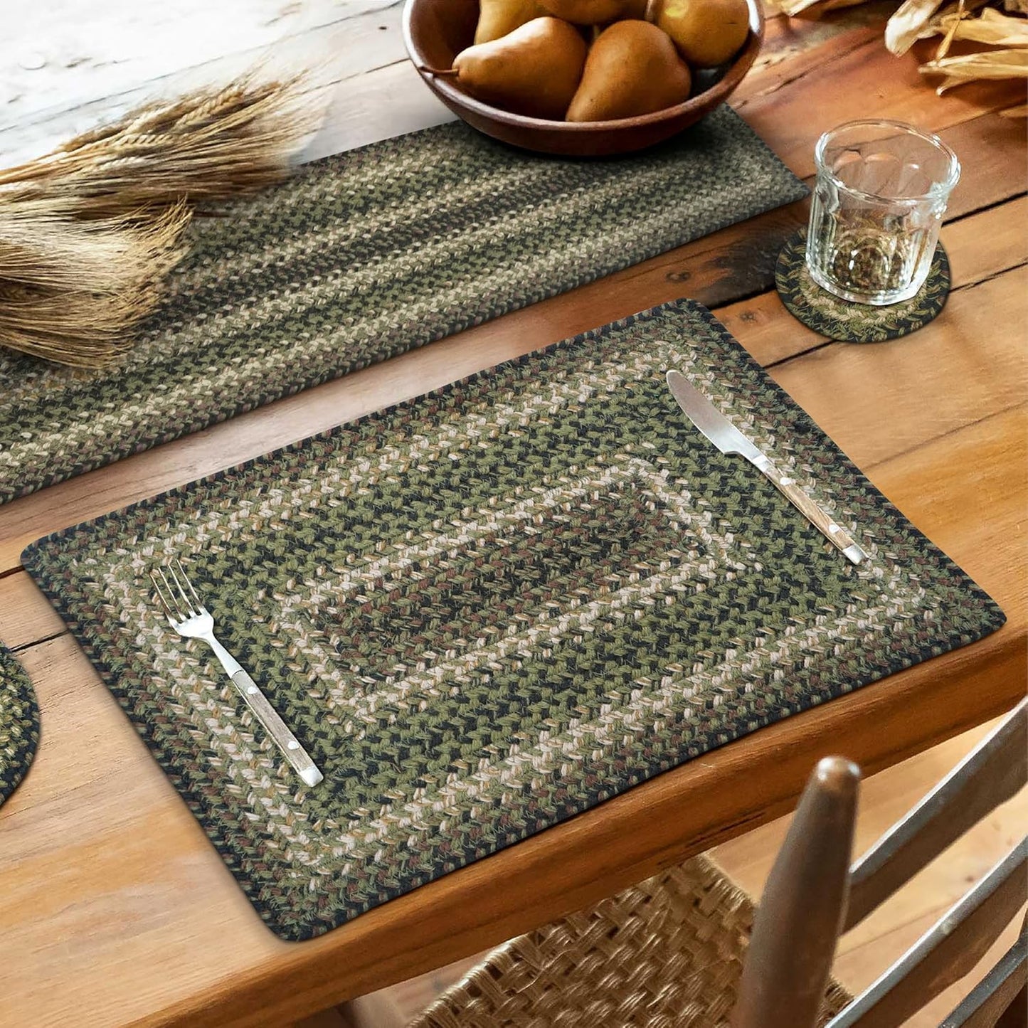 Pinecone Dining Placemats Set of 6 - Rustic Jute Table Mats
