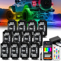 12 Pods Five Sided RGB Rock Lights for Trucks Jeep UTV SUV ATV