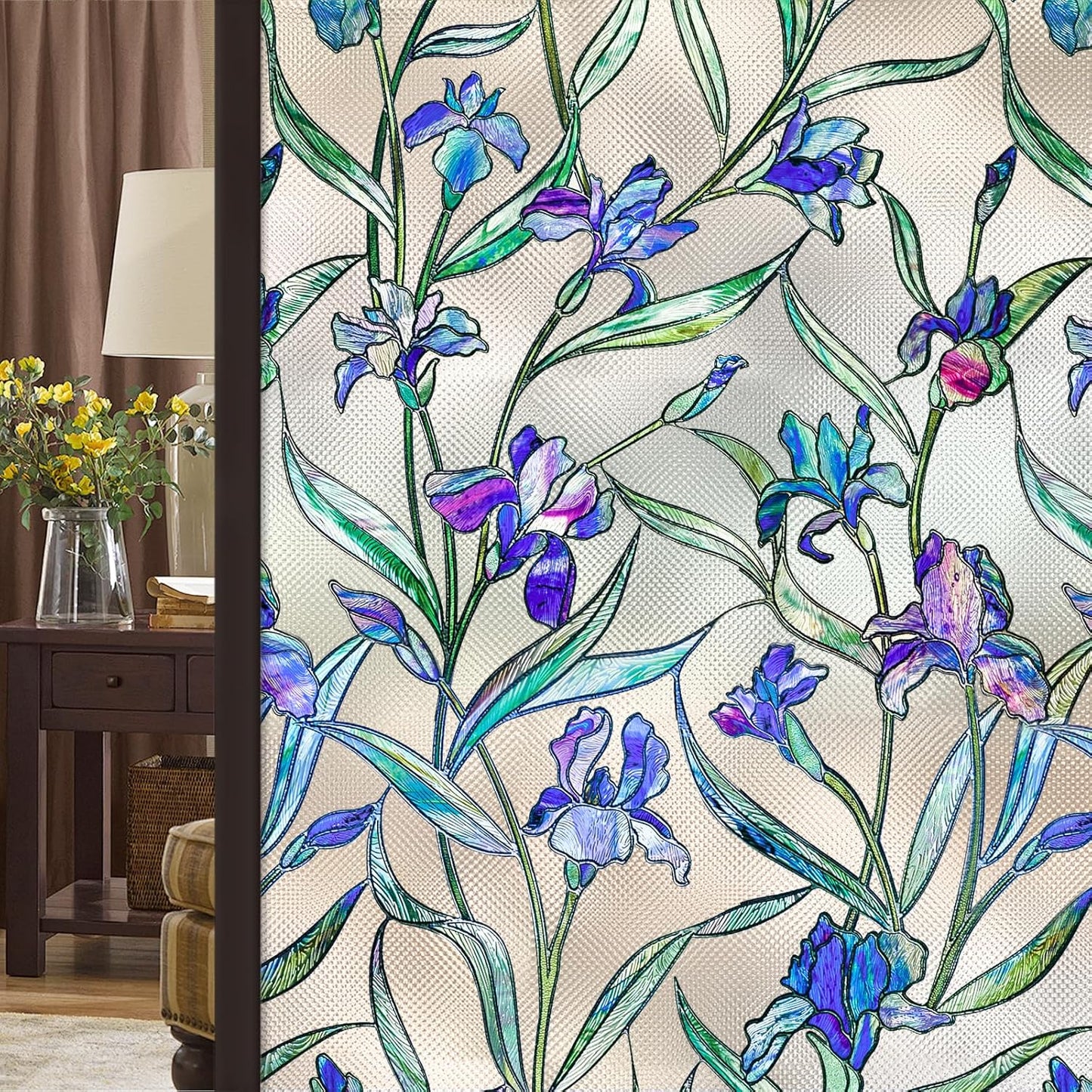 3D Violet Floral Window Privacy Film for Stunning Home Decor