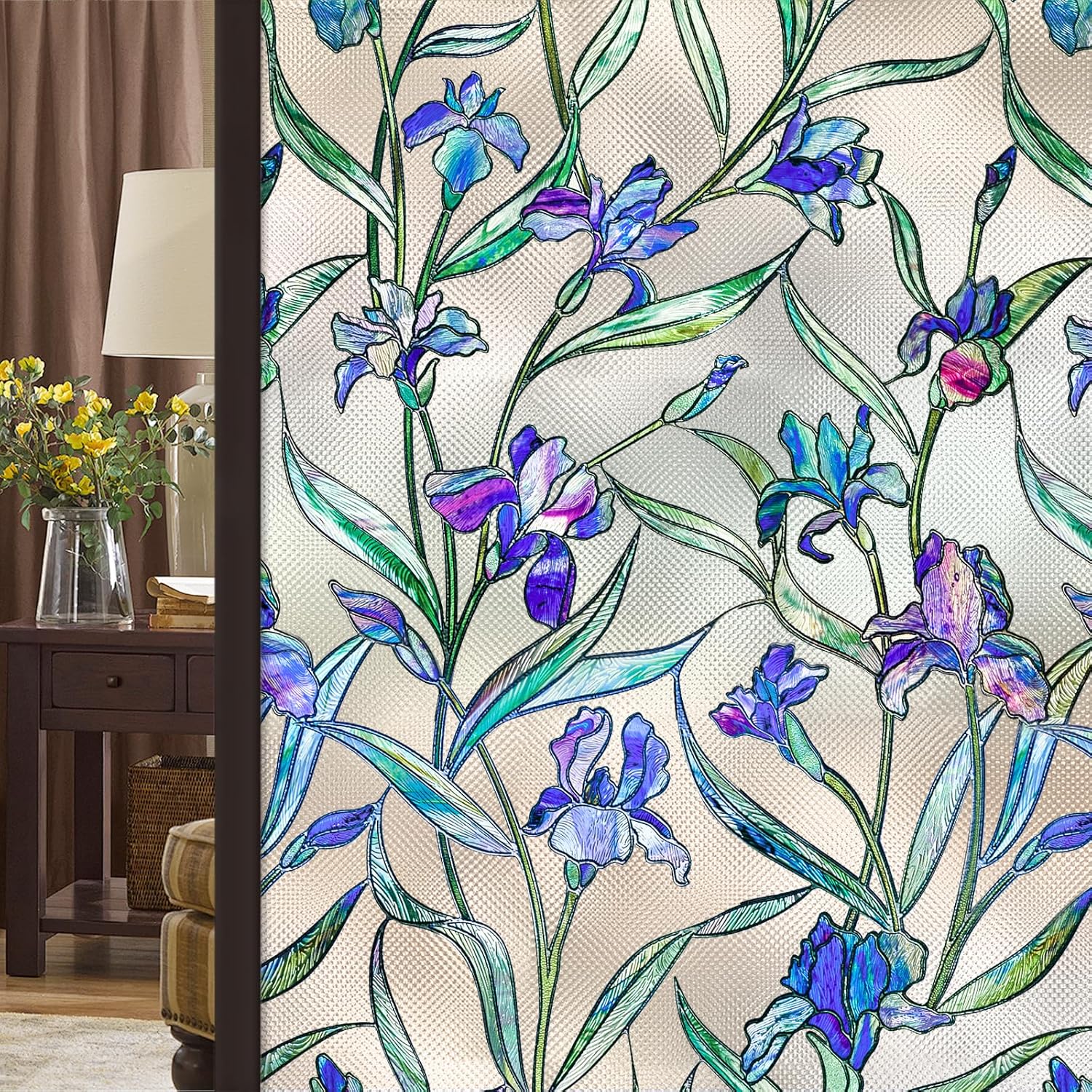 3D Violet Floral Window Privacy Film for Stunning Home Decor