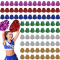 100 Pcs Cheerleading Pom Poms Metallic Foil Pom Poms with Handle