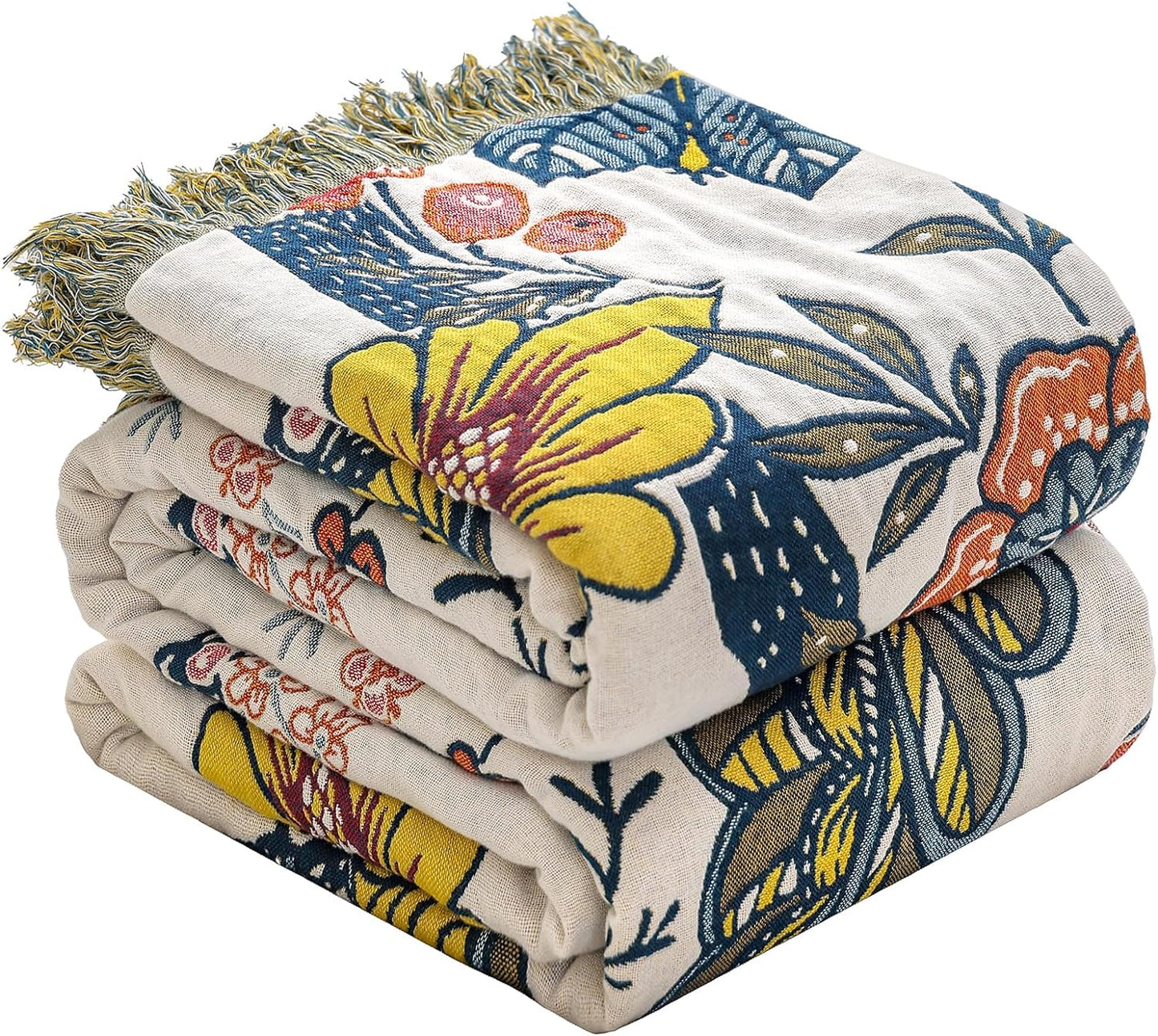 Boho Cotton Throw Blanket - Ultra-Soft Rustic Quilt for All Seasons