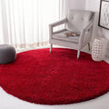 California Premium Shag 4 ft Round Red Rug - Plush 2in Pile