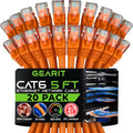 Cat 6 Ethernet Cable 20-Pack 5 ft - High-Speed 10Gbps Patch Cords
