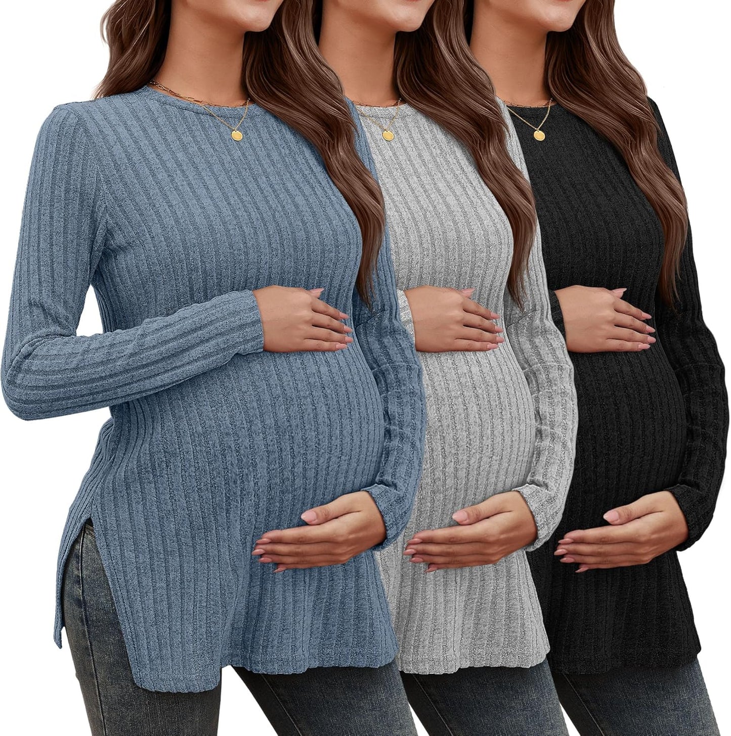 3 Pack Women's Maternity Shirts for Comfort and Style