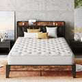 Full XL Bed Frame with Storage Headboard - Vintage Black