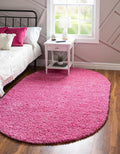Unique Loom Solid Shag Area Rug (3 ft 3 in x 5 ft 3 in Oval) - Taffy