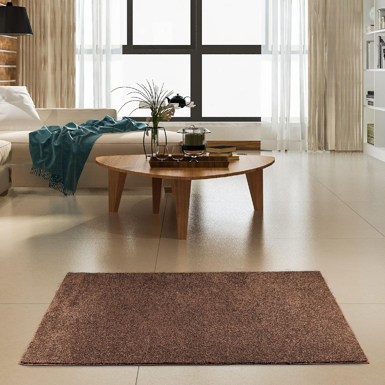 Pet Friendly Solid Color Area Rugs Brown - 5ft x 7ft Rectangle