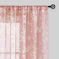 Linen Sheer Curtains Blush Pink Blossom Patterned 96in - Light