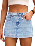 Denim Skort for Women High Waist Mini Skirt with Pockets - Versatile
