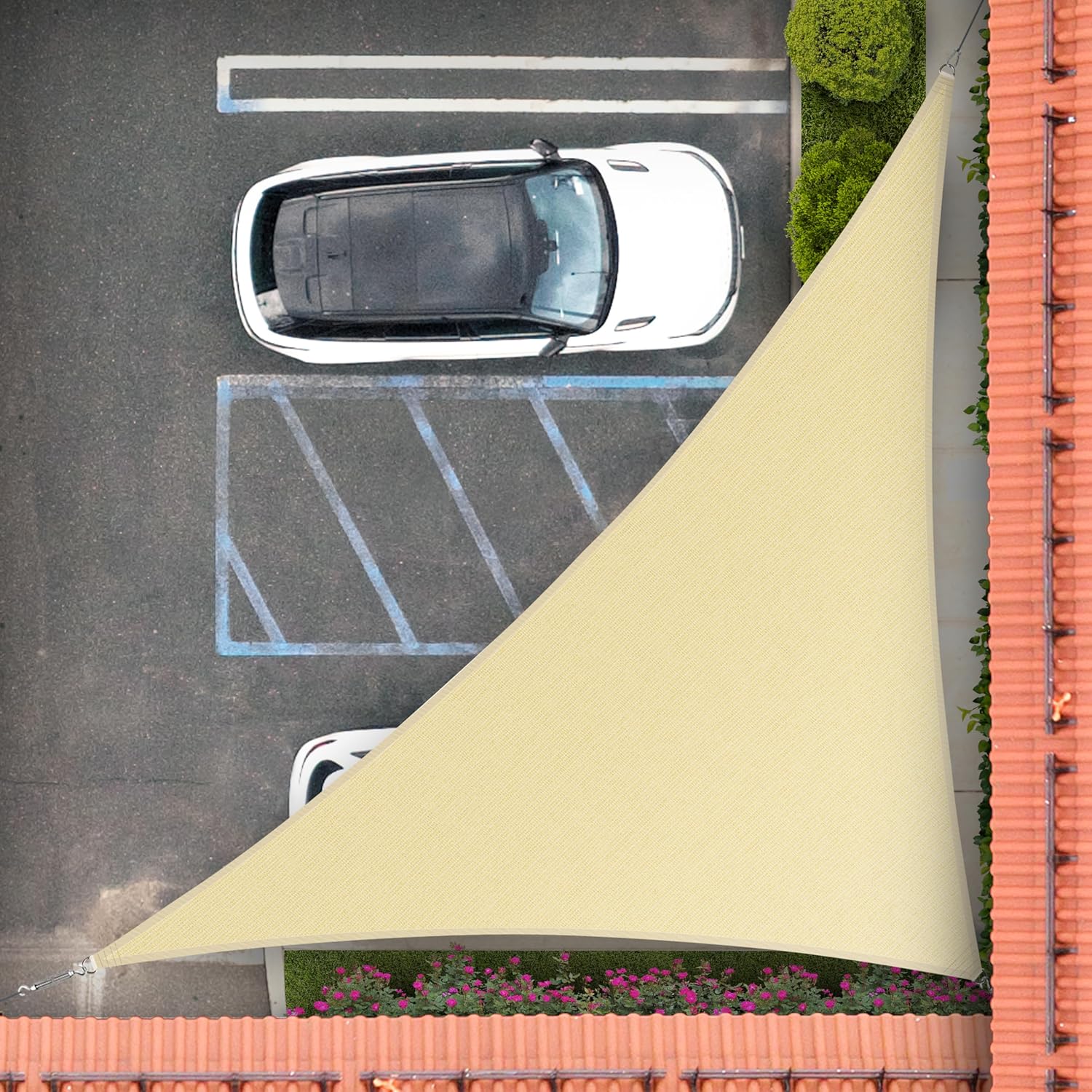 Right Triangle 9ft x 15ft x 17.5ft Beige Sun Shade Sail Canopy