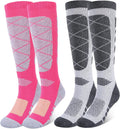 KUYOU Ski Socks 2 Pair Merino Wool Knee High Socks - Warm Winter