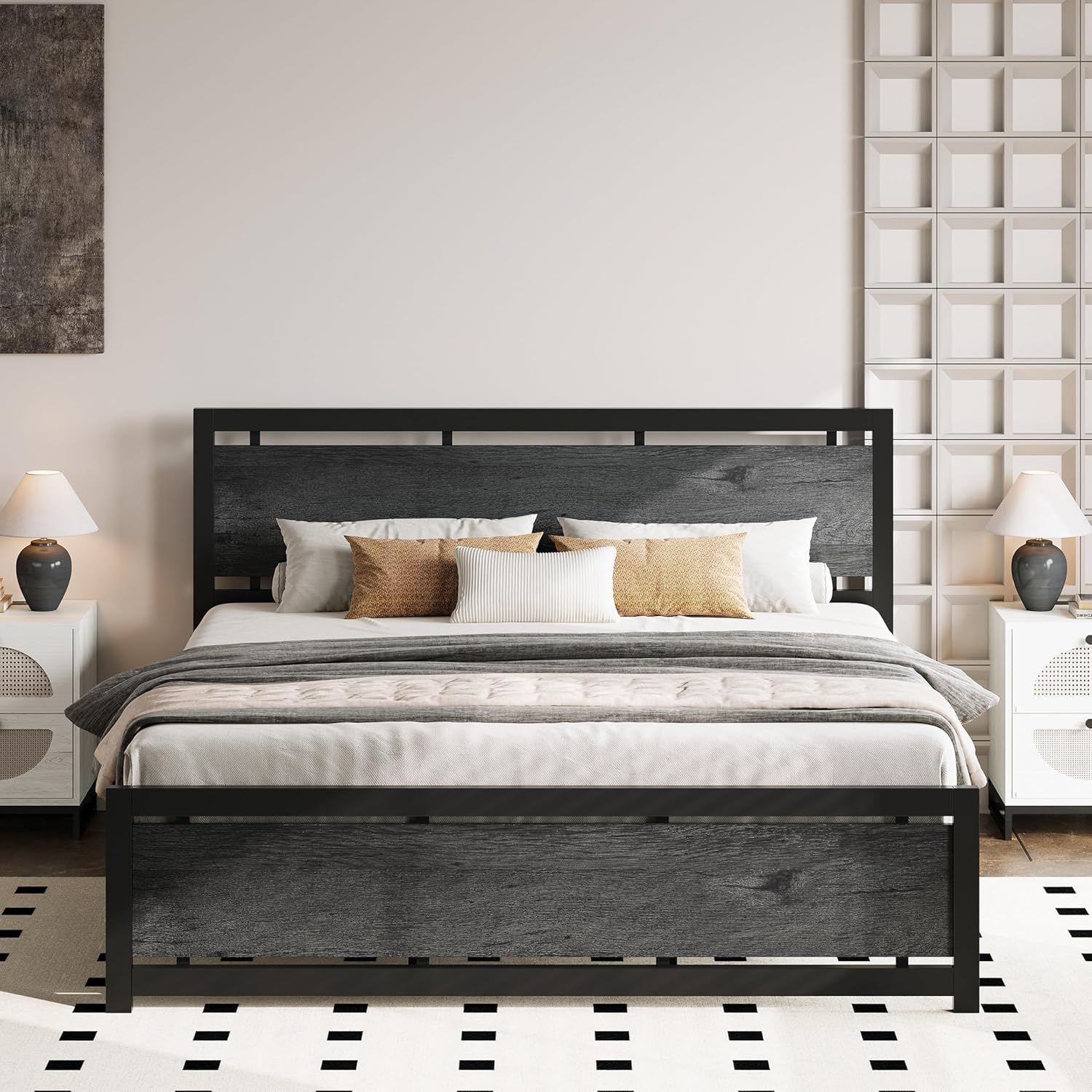 LIKIMIO California King Bed Frame with Headboard and Footboard