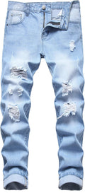 Mens Ripped Jeans Distressed Slim Fit Straight Leg - Comfortable Move