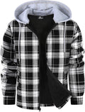 ZITY Flannel Jacket for Men Fleece Plaid Hoodie - Warm Sherpa Lined as