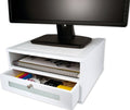 Victor Wood Monitor Riser W1175 (Pure White) - Raised Desk Storage