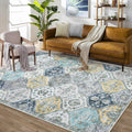 Machine Washable Moroccan Trellis Distressed Rug 4 ft x 6 ft - Easy