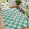 Green Rug 5x8 for Living Room, Modern Shag Soft Carpet