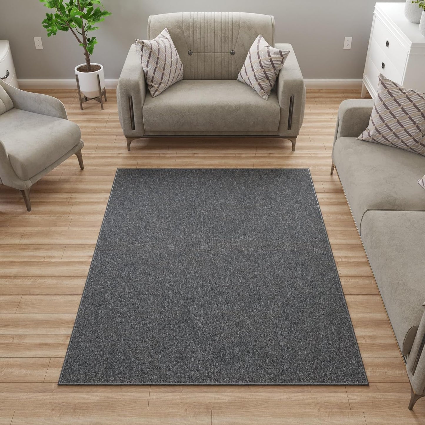 Ottomanson 5ft x 6ft 6in Ultra-Thin Area Rug for High-Traffic Areas