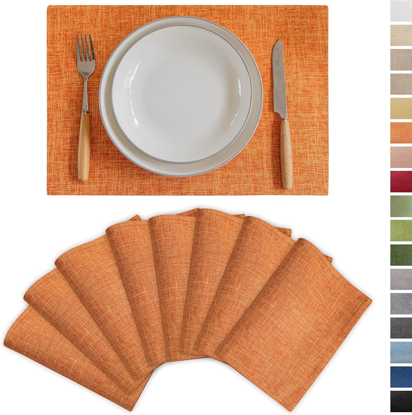 Demetex Orange Fall Placemats Set of 8 for Thanksgiving Decor