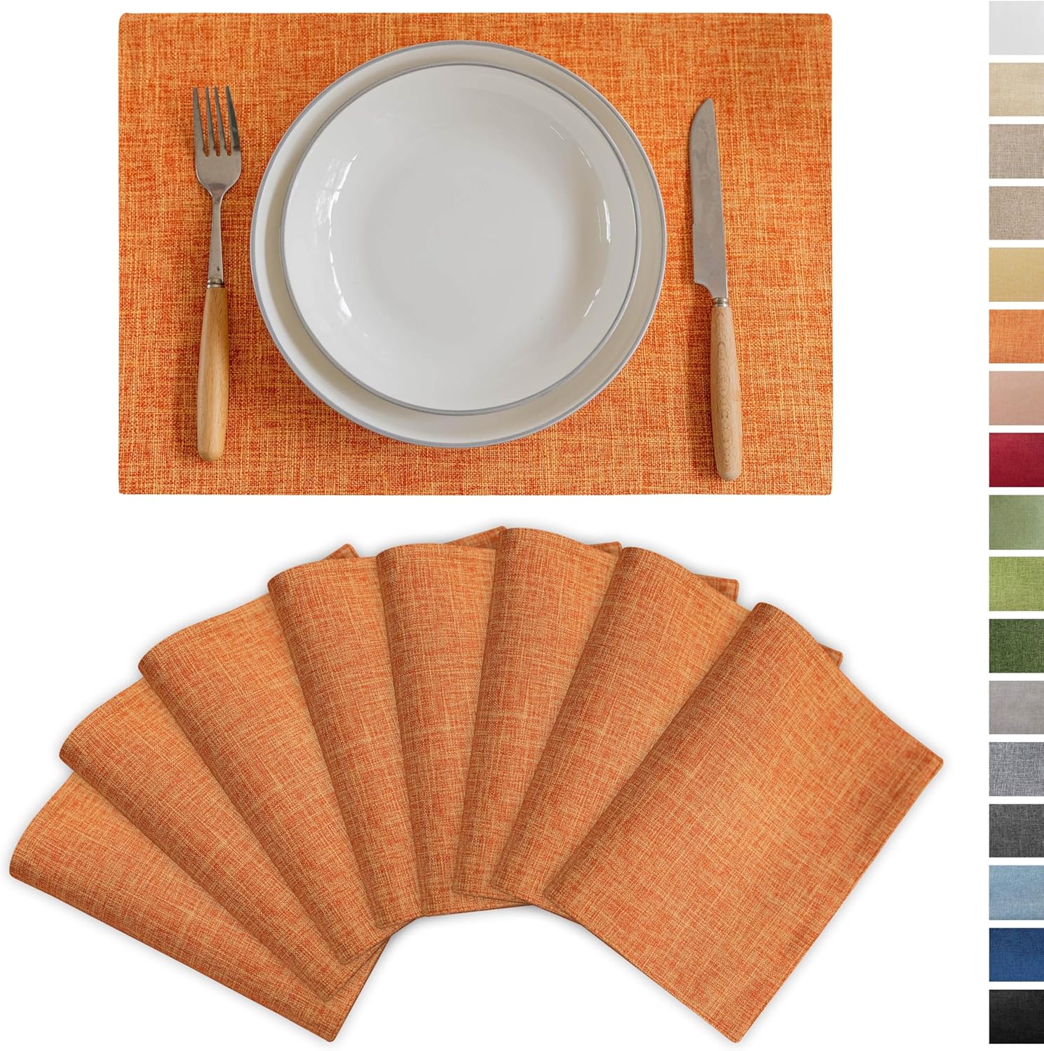 Demetex Orange Fall Placemats Set of 8 for Thanksgiving Decor